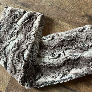 Women's LOFT Brown Grey Faux Fur Infinity Scarf One Size